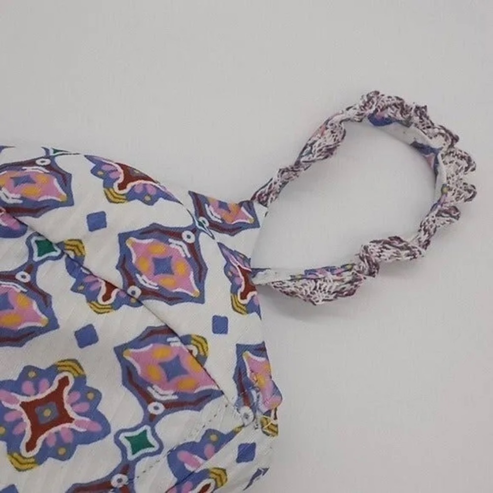 Becca NWT Triangle Bikini Marrakesh Print Tie Back Bathing Suit Swim Top Size S - Picture 8 of 10